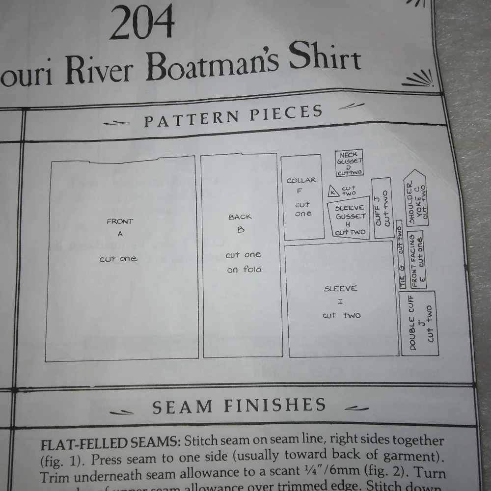 PATTERN Folkwear 204 Missouri River Boatman's Shirt, vintage, W sz 6-20,…
